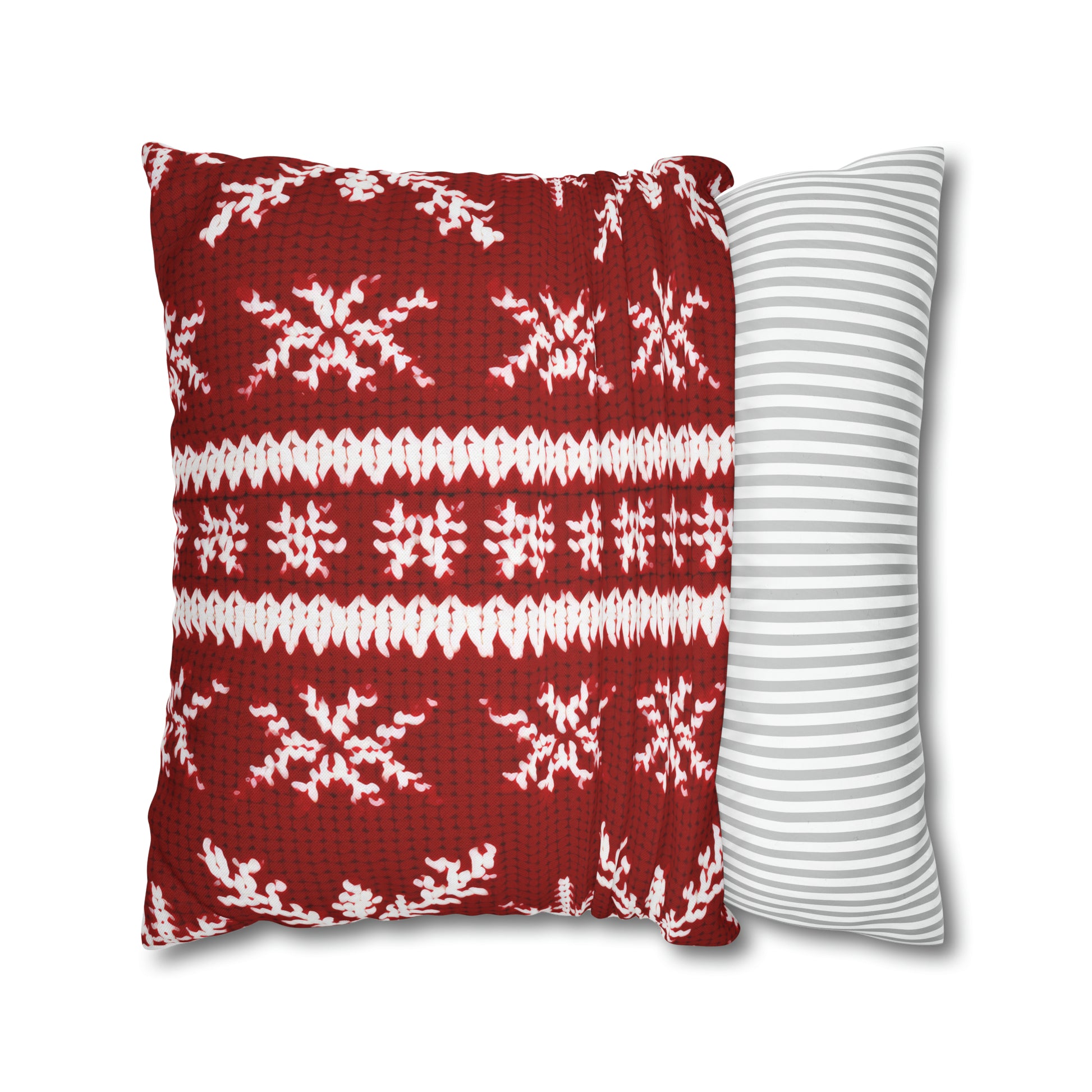 Scandinavian Holiday Pattern Red Square Pillow Case, Christmas Pillow Throw, Holiday Gift    - HolidayShoppingFinds