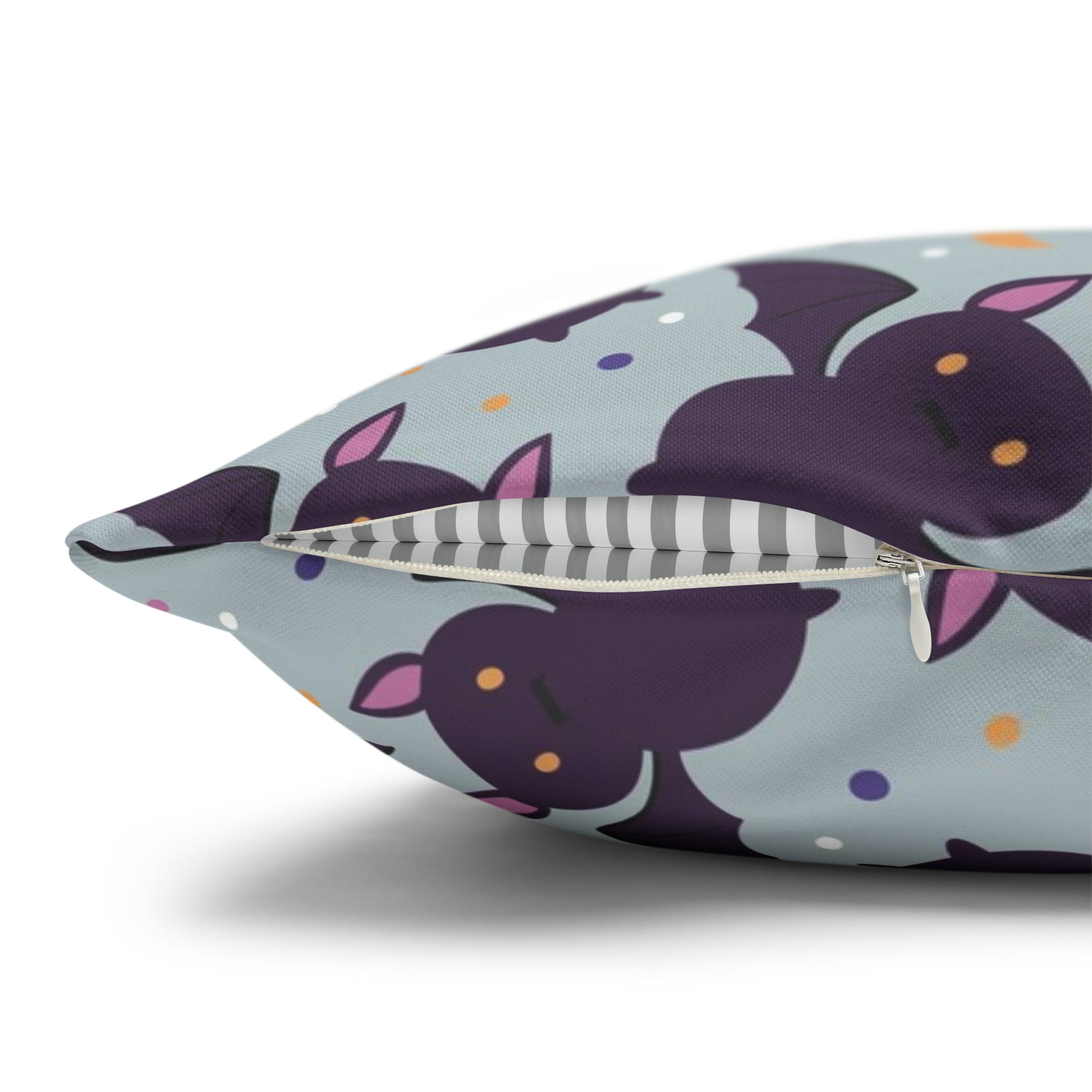 Cute Bats Halloween Pillowcase, Halloween Spooky Purple Pillow Cover, Spooky Bats, Square 2-Sided Pillow    - HolidayShoppingFinds