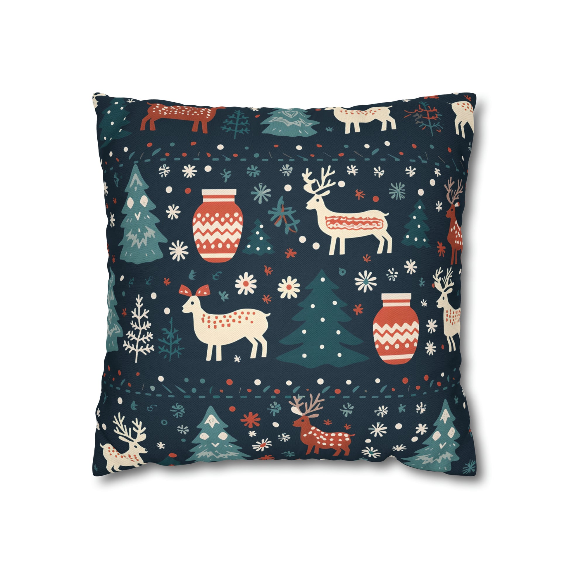 Holiday Pillowcase, Winter Accent Pillow Case with Reindeers, Christmas Trees, Snowflakes, Holiday Gift    - HolidayShoppingFinds