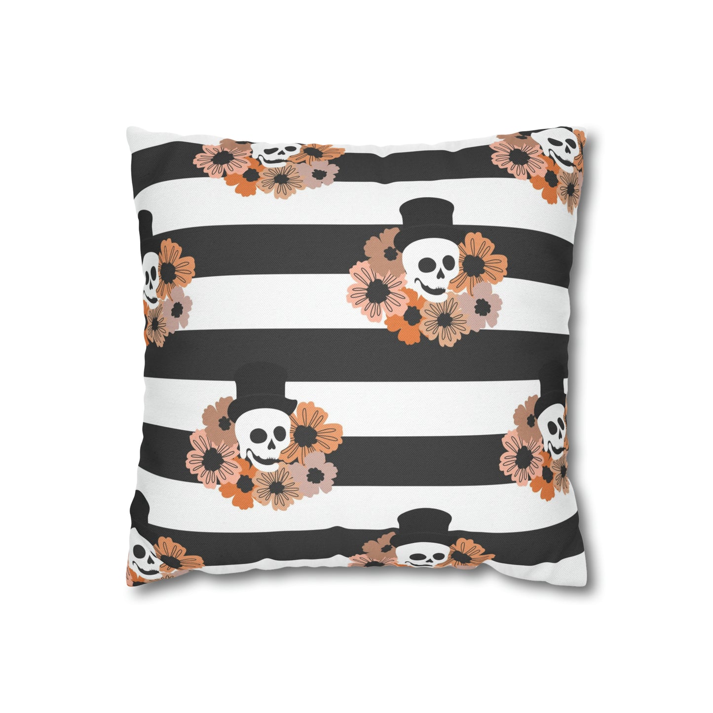 Halloween Phantom Pillowcase, Dia de los Muertos Skull Accent Pillow, 2-Sided Square B&W Decorative Pillow    - HolidayShoppingFinds