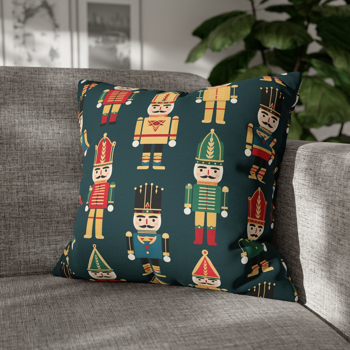 Christmas Nutcrackers Pillowcase, Holiday Accent Green Pillow Case, Nutcracker Pillow Cover, Holiday Gift 20" × 20"   - HolidayShoppingFinds