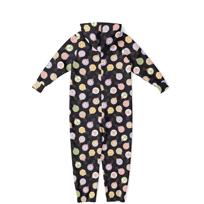 Colorful Christmas Ornaments Teens Onesie: Boys & Girls Union Suit Athletic Black Jumpsuit    - HolidayShoppingFinds