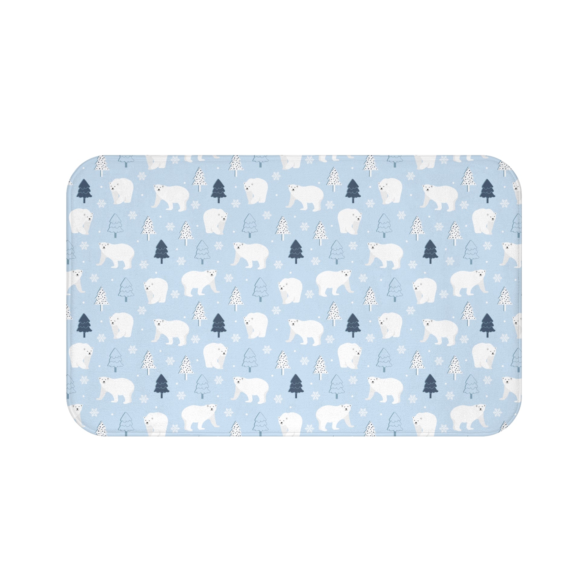 Polar Bears Winter Bath Mat, Festive Holiday Bath Rug    - HolidayShoppingFinds