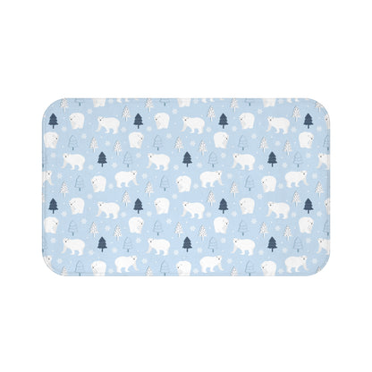 Polar Bears Winter Bath Mat, Festive Holiday Bath Rug    - HolidayShoppingFinds