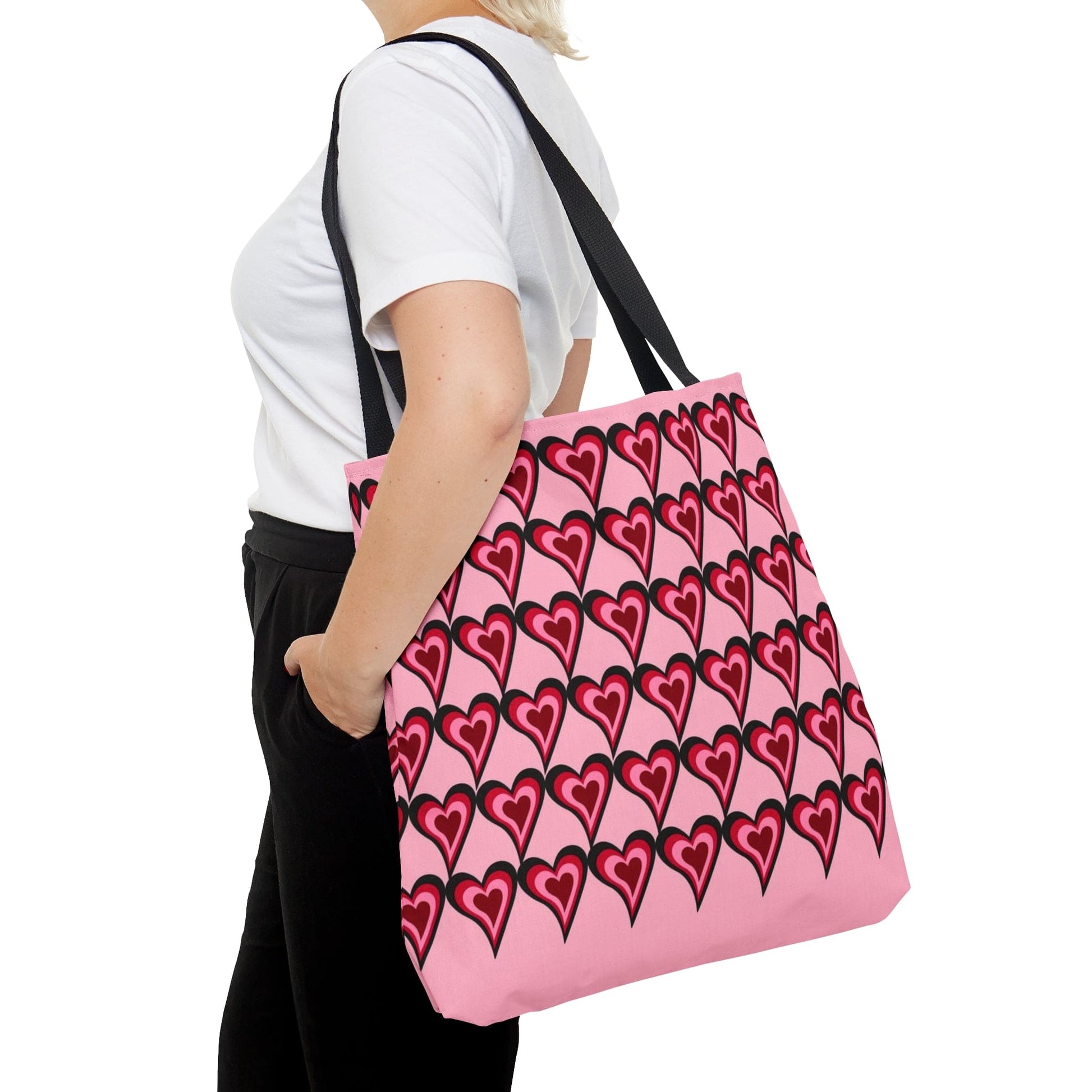 Big Red & Pink Hearts Pattern Pink Hand Tote Bag - Valentine's Gift    - HolidayShoppingFinds