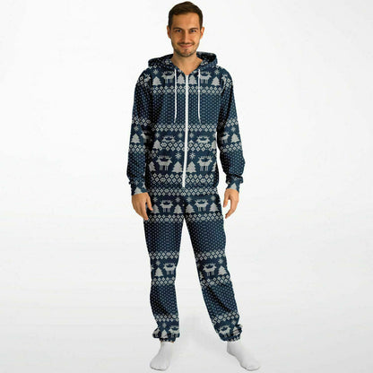 Blue Winter Magic Christmas Jumpsuit Adult Onesie Gender-Neutral Athletic    - HolidayShoppingFinds