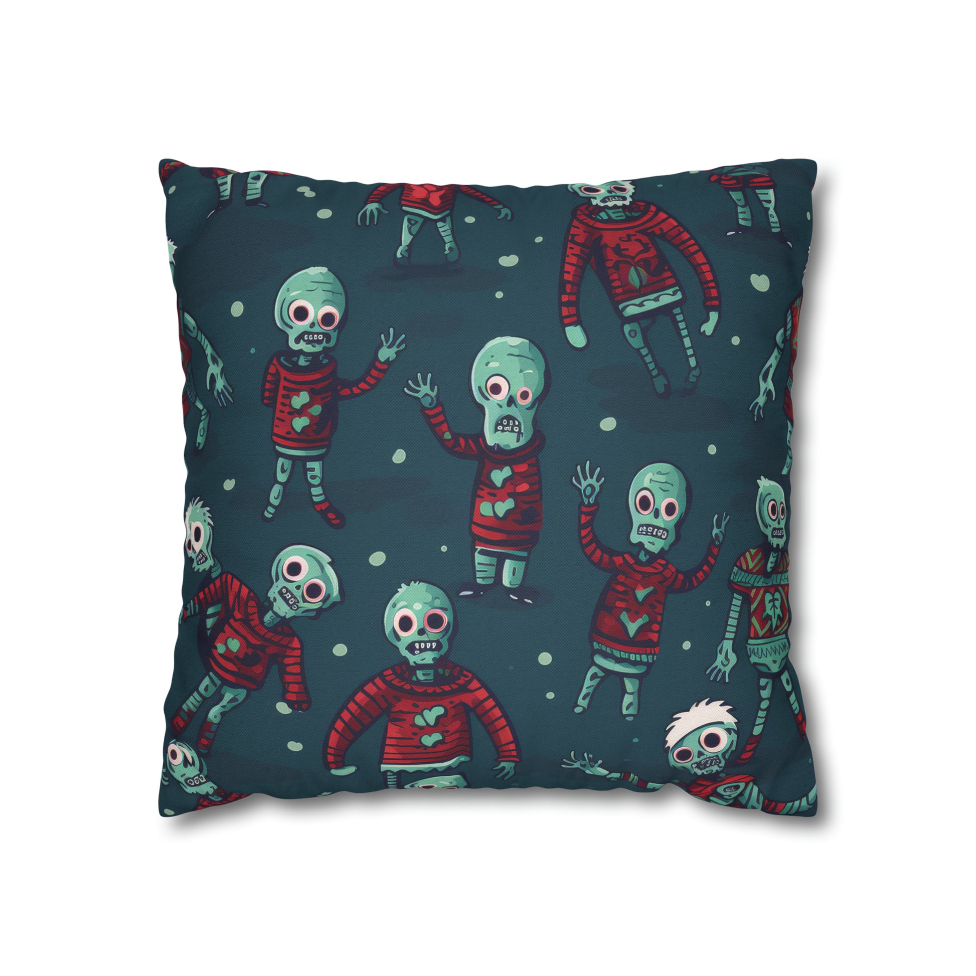 Zombie Decorative Pillowcase, Zombie Home Decor Pillow Cover Teal, Square 2-Sided Pillow    - HolidayShoppingFinds