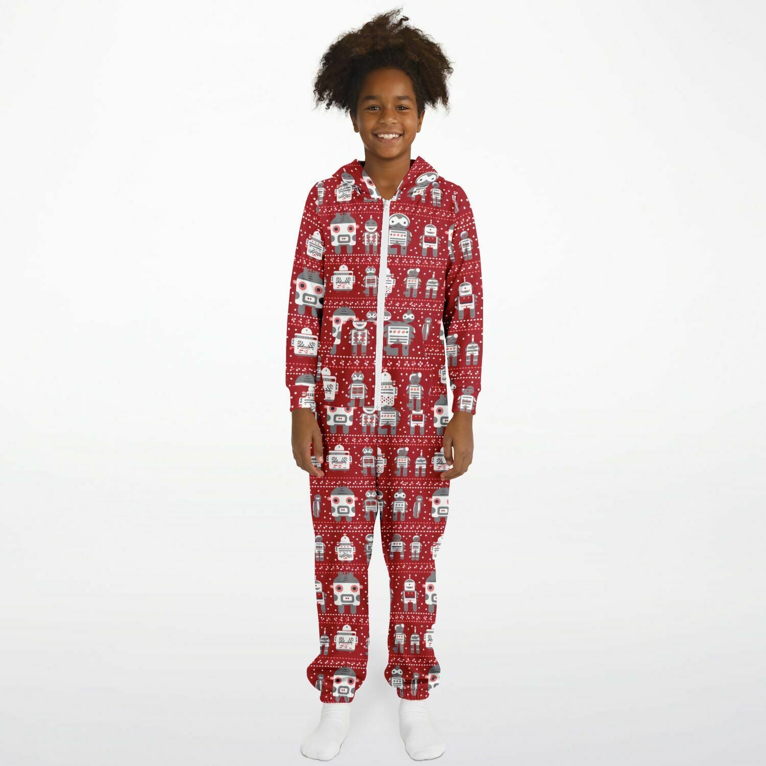 Teens Robots Red Onesie, Union Suit Athletic Jumpsuit for Gamers Tech Enthusiasts    - HolidayShoppingFinds