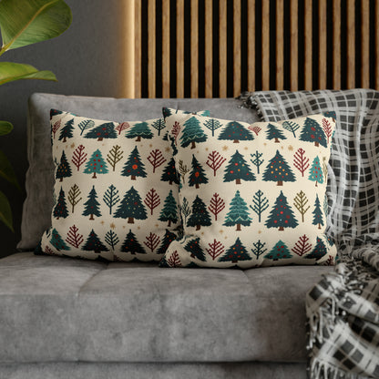 Christmas Trees Pillowcase, Winter Pines Holiday Pillow Case Beige Pillow Cover, Holiday Gift    - HolidayShoppingFinds