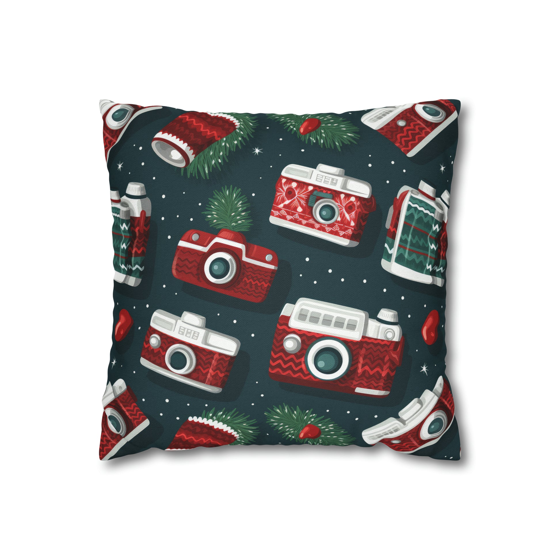 Vintage Camera Holiday Green Retro Pillow Case, Christmas Pillow Throw, Holiday Gift    - HolidayShoppingFinds