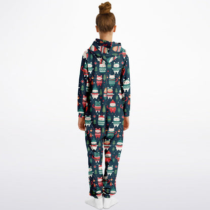 Winter Critters Teens Onesie, Kids Athletic  Jumpsuit Green Union Suit    - HolidayShoppingFinds