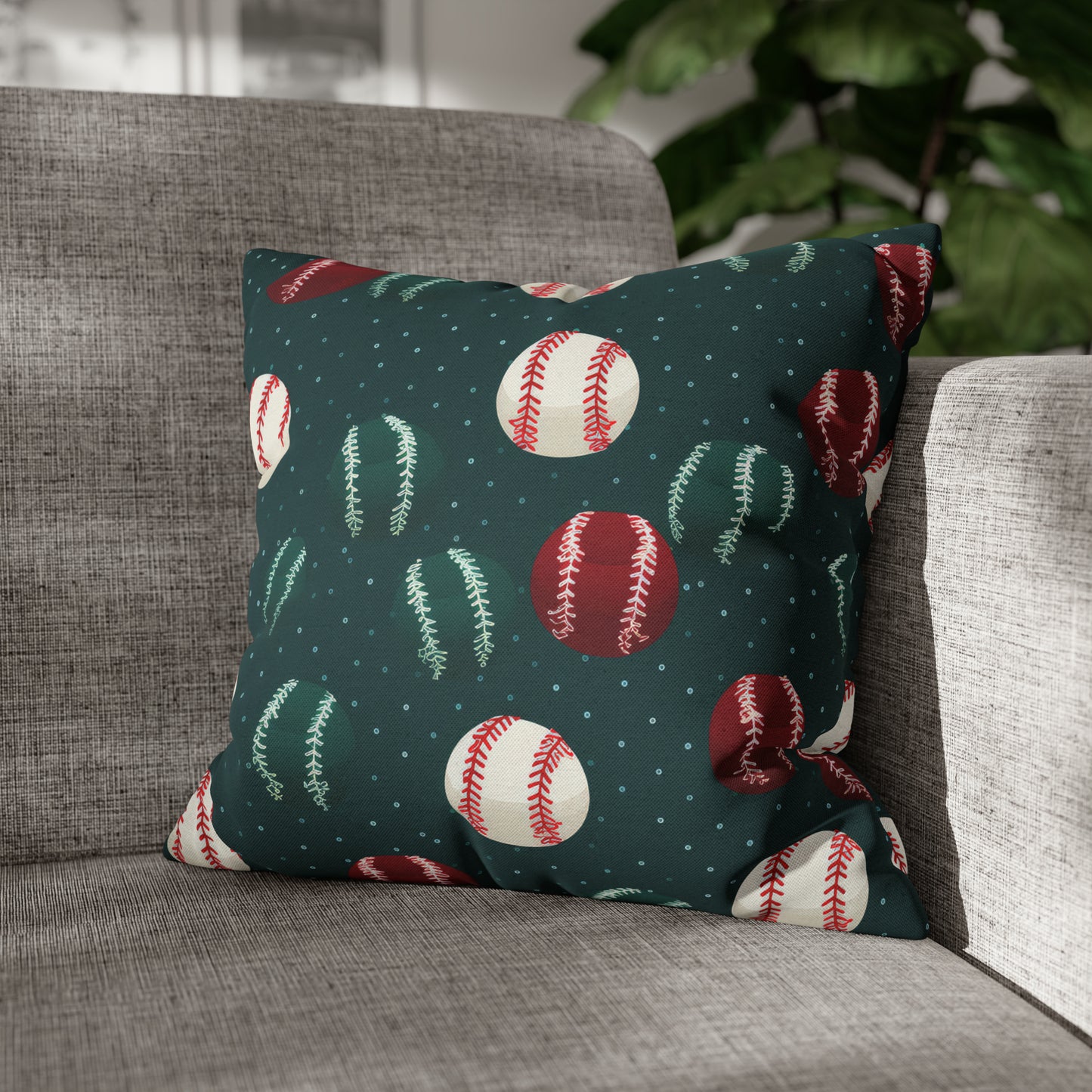 Baseball Green Pillowcase Cushion Cover Accent Pillow Case Cover 16" × 16"   - HolidayShoppingFinds