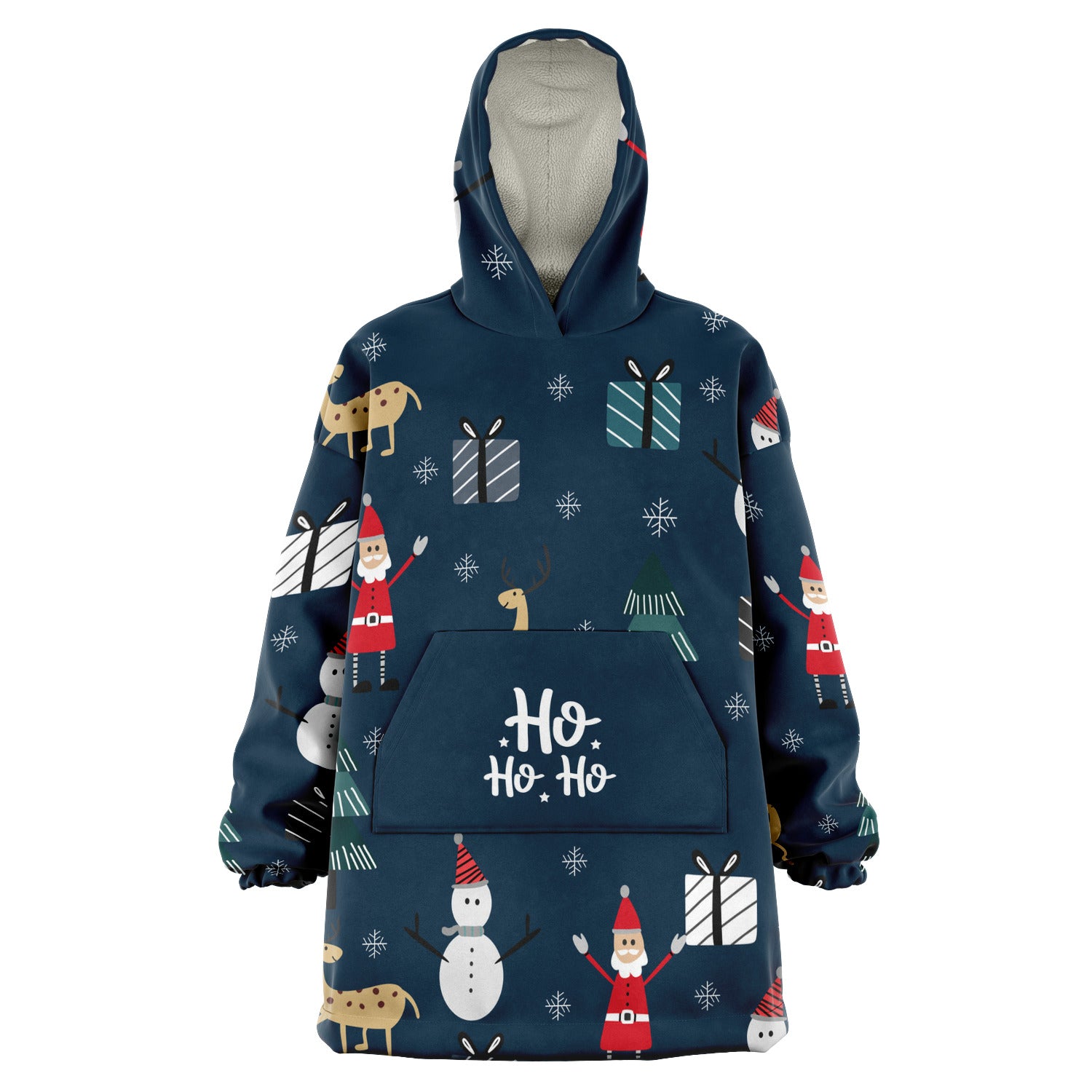 Holiday Snug Hoodie, Santa & Friends Wearable Hoodie, Oversized Winter Hoodie    - HolidayShoppingFinds