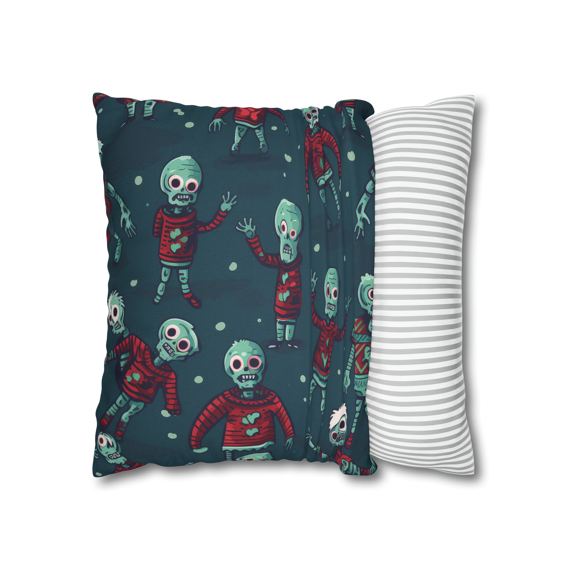 Zombie Decorative Pillowcase, Zombie Home Decor Pillow Cover Teal, Square 2-Sided Pillow    - HolidayShoppingFinds