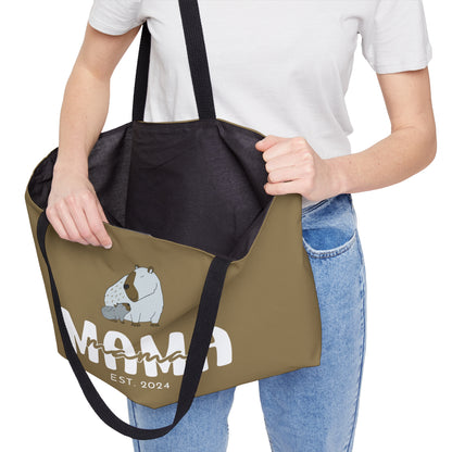 Personalized Mama Capybara Weekender Tote Khaki, Gift For Mom    - HolidayShoppingFinds