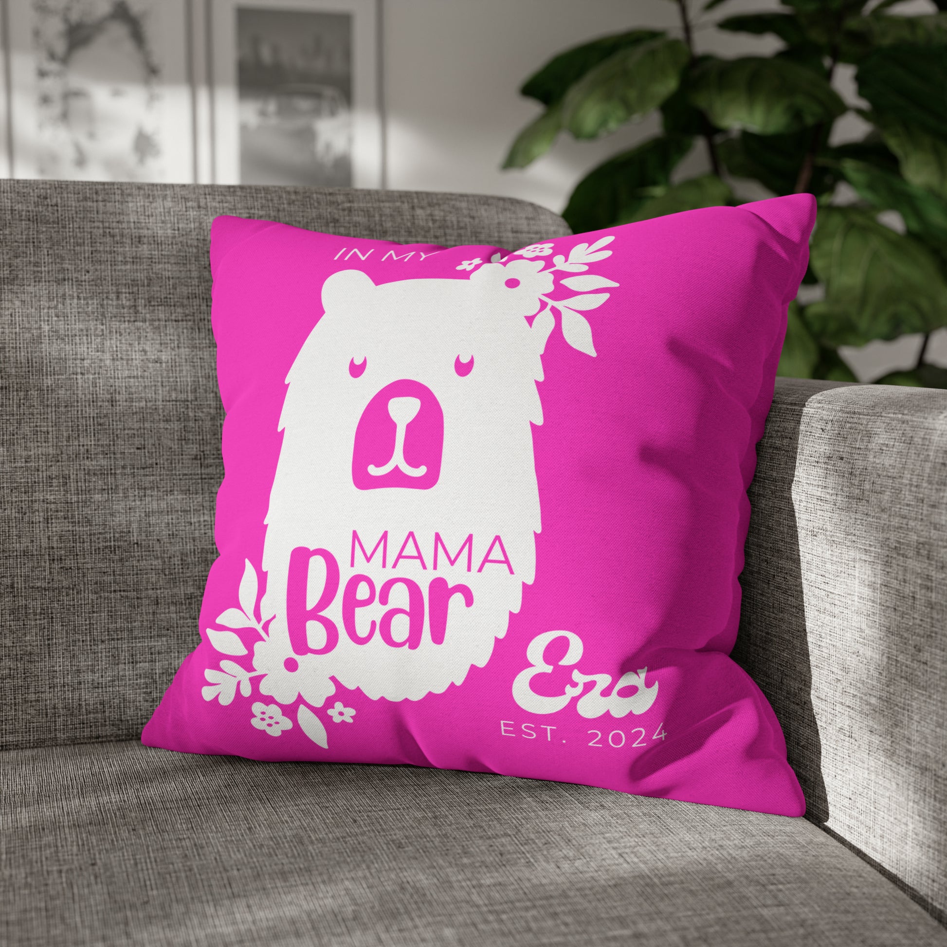 Personalized In My Mama Bear Era Pillowcase Pink, Gift For Mom 20" × 20"   - HolidayShoppingFinds