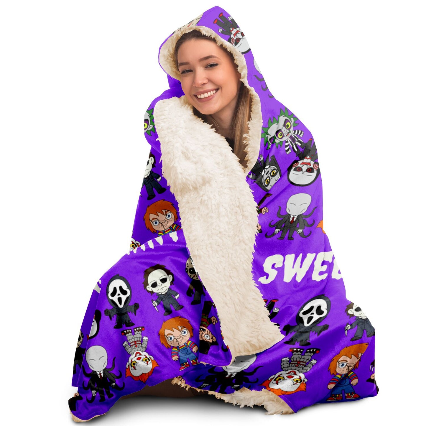 Halloween Killers Hooded Blanket "Sweet Dreams Not Guaranteed!"- Purple    - HolidayShoppingFinds