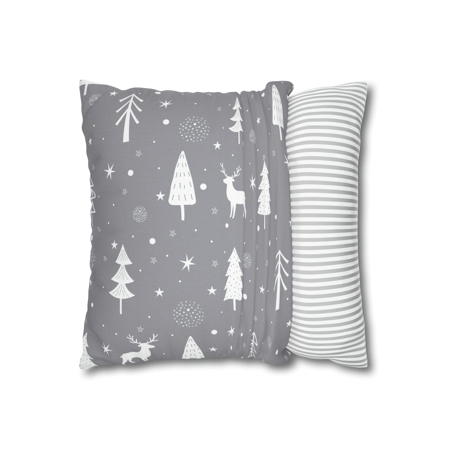 Reindeer Winter Wonderland Pillowcase Gray Holiday Pillow Christmas Gift (A), Holiday Gift    - HolidayShoppingFinds