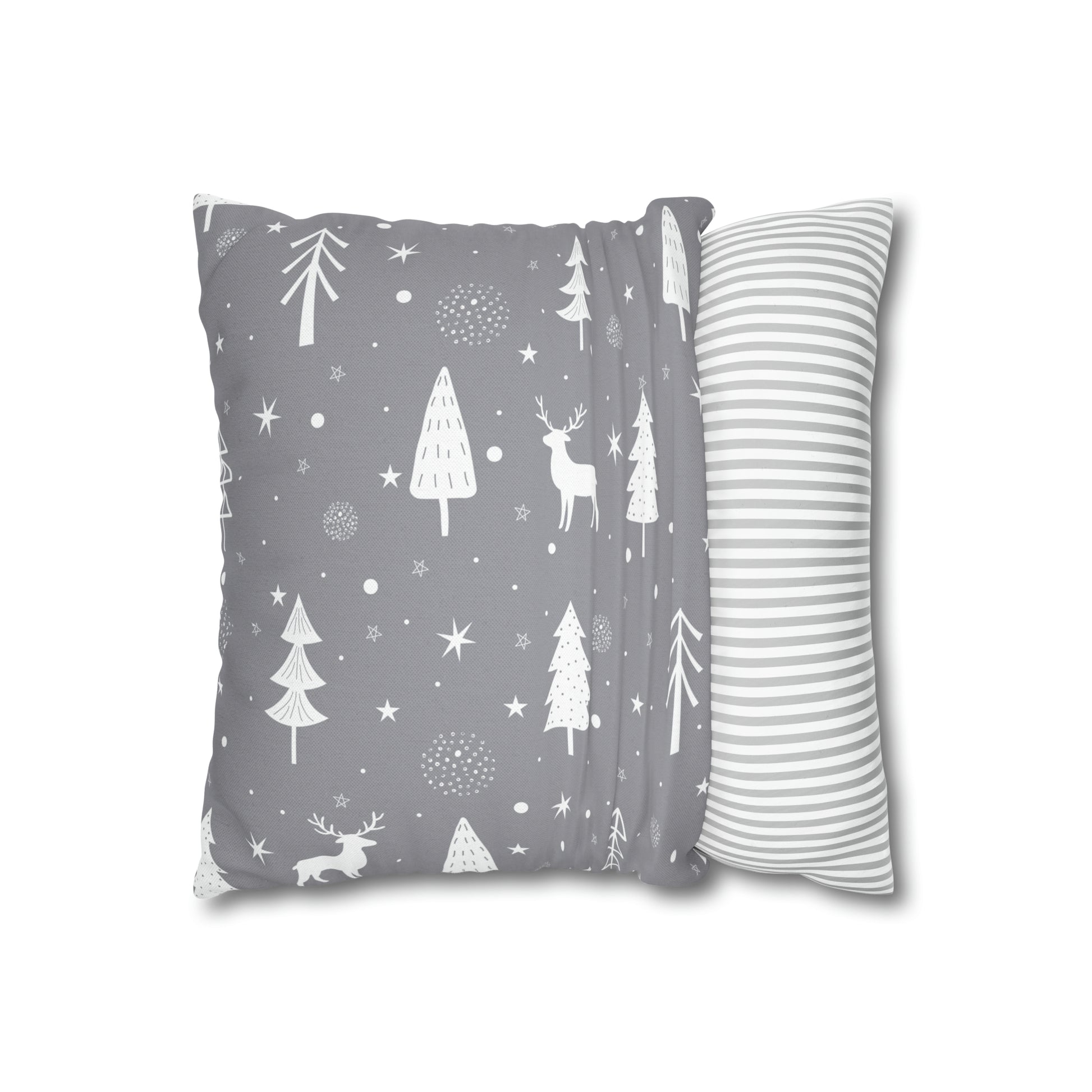 Reindeer Winter Wonderland Pillowcase Gray Holiday Pillow Christmas Gift (A), Holiday Gift    - HolidayShoppingFinds