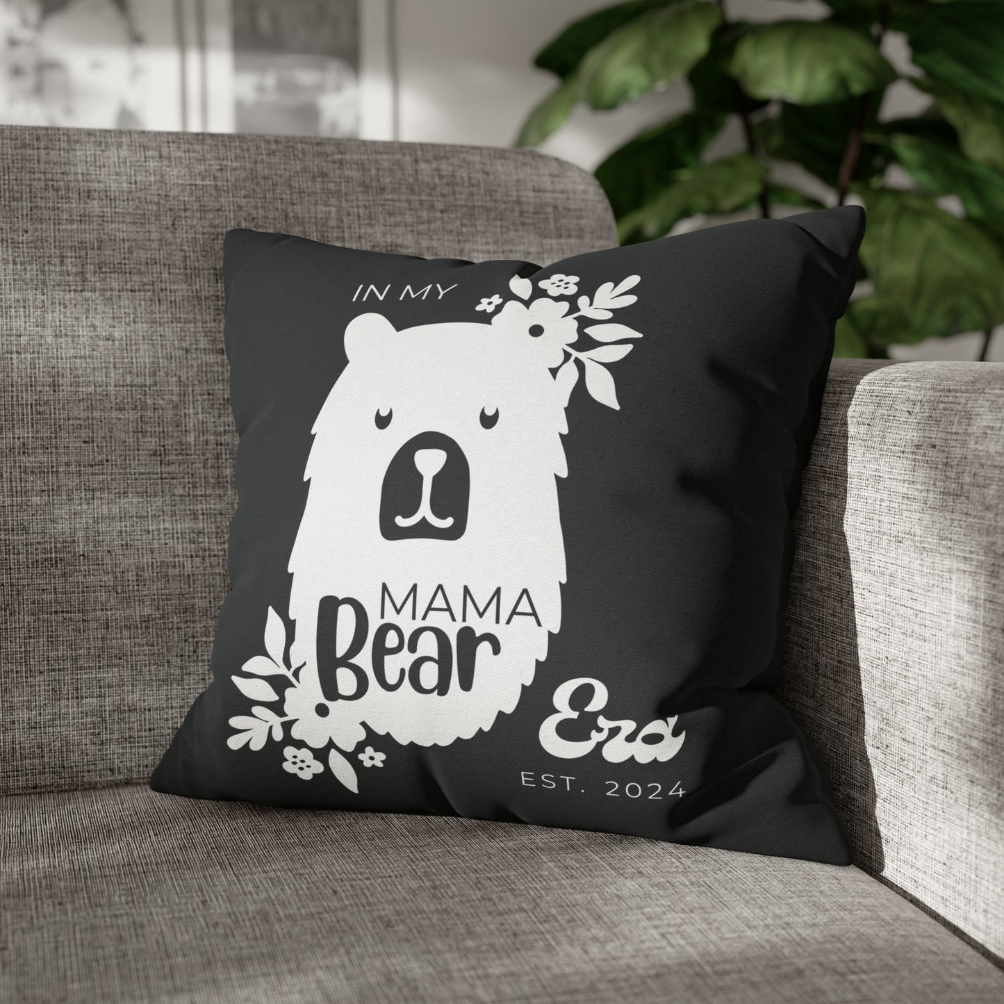 Personalized In My Mama Bear Era Pillowcase Gray, Gift For Mom 18" × 18"   - HolidayShoppingFinds