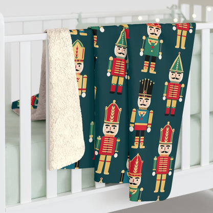 Christmas Nutcracker Sherpa Blanket - Festive Winter Throw Design    - HolidayShoppingFinds