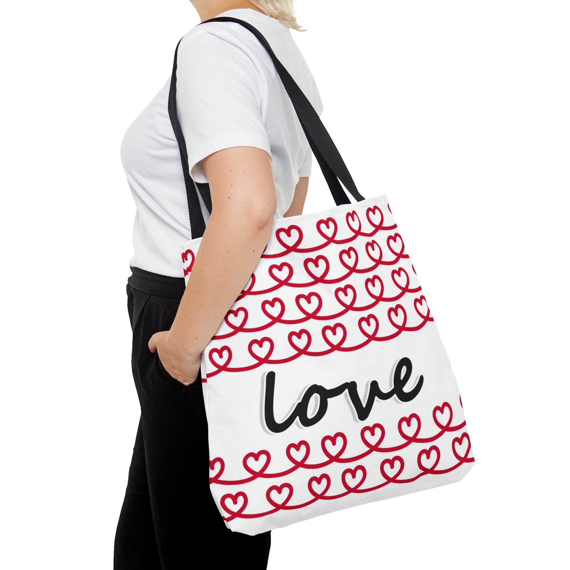 Love Red Hearts Hand Tote Bag - Valentine's Day Tote Bag Gift    - HolidayShoppingFinds