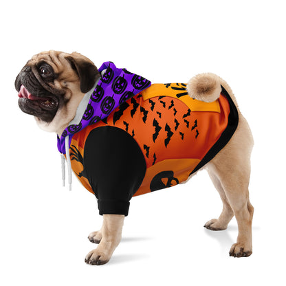 Halloween Dog Hoodie Costume with Bats, Skulls, Pumpkins Zip-Up Pet Hoodie    - HolidayShoppingFinds