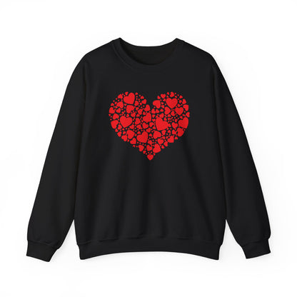 Double Heart Valentines Day Sweatshirt, Heart Sweatshirt Womens Mens S Black  - HolidayShoppingFinds