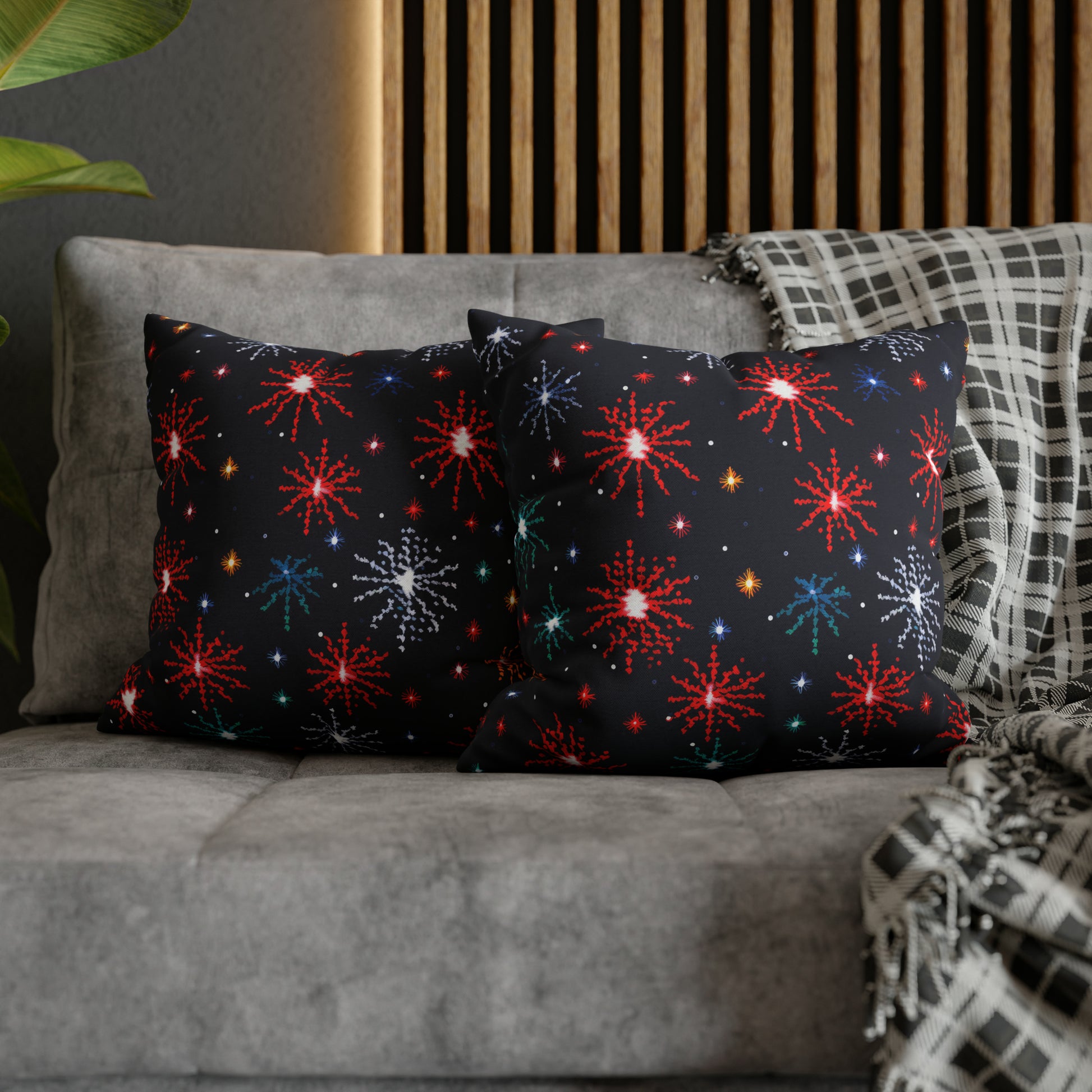 Fireworks Pillowcover, Festive Fireworks Decor Pillow, New Year Fourth of July Celebration Themed Pillow Cover    - HolidayShoppingFinds