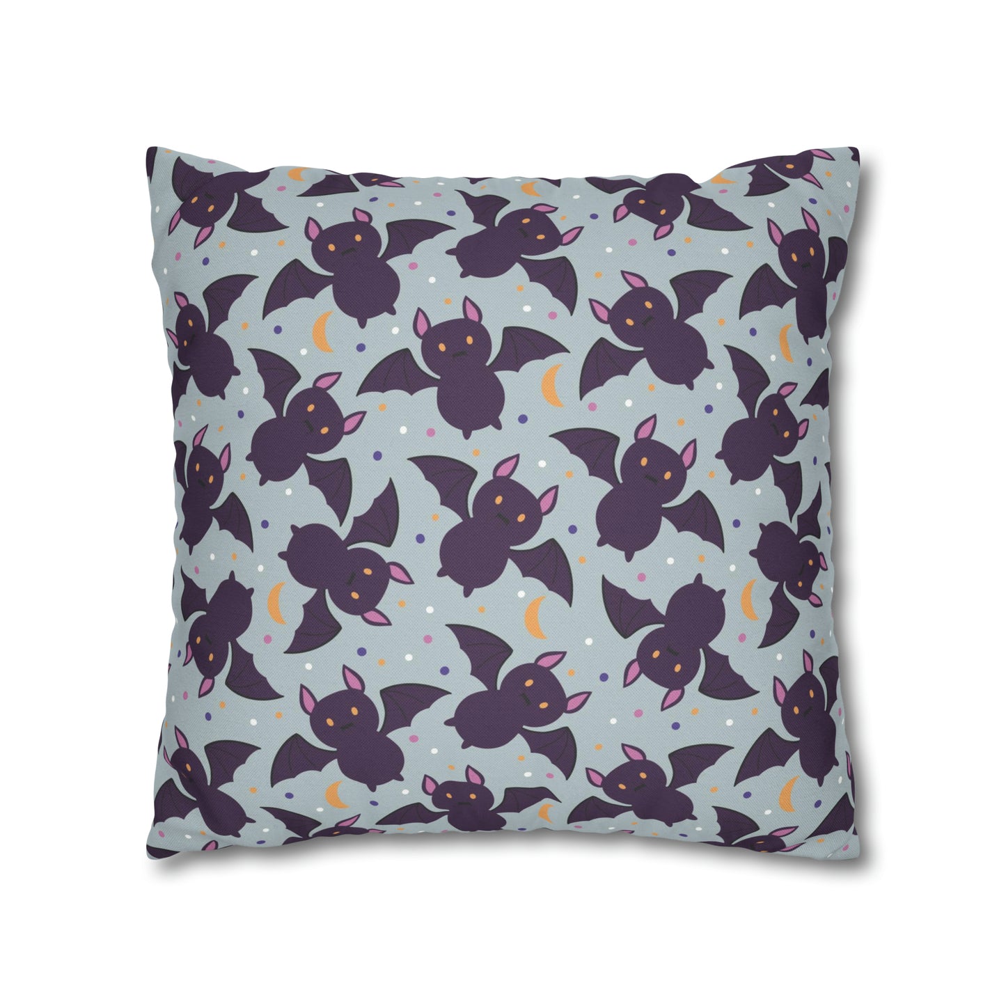 Cute Bats Halloween Pillowcase, Halloween Spooky Purple Pillow Cover, Spooky Bats, Square 2-Sided Pillow    - HolidayShoppingFinds