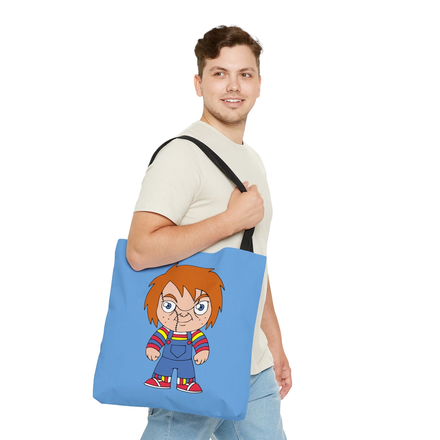 Chucky Tote Bag, Halloween Scary Doll Handbag, Horror Movie Fan Gift, Blue Trick or Treat Bag    - HolidayShoppingFinds