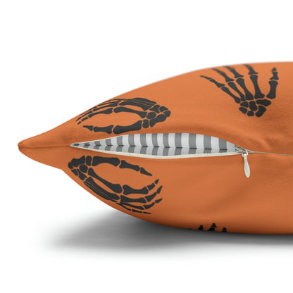 Skeleton Hands Pillowcase Halloween Orange Pillow Spooky Accent Pillow    - HolidayShoppingFinds