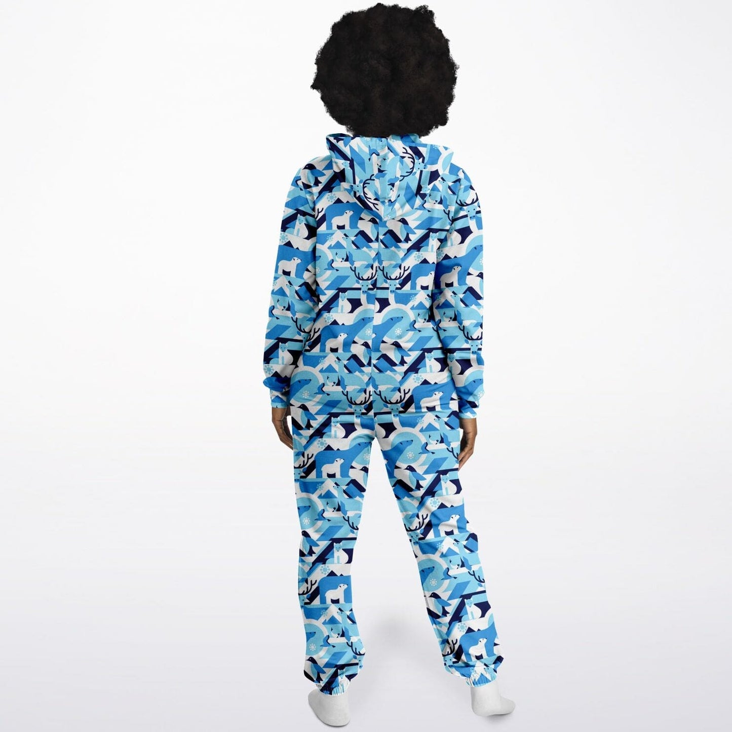 Winter Wildlife Blue Jumpsuit Adult Onesie Unisex Athletic One-Piece PJs    - HolidayShoppingFinds