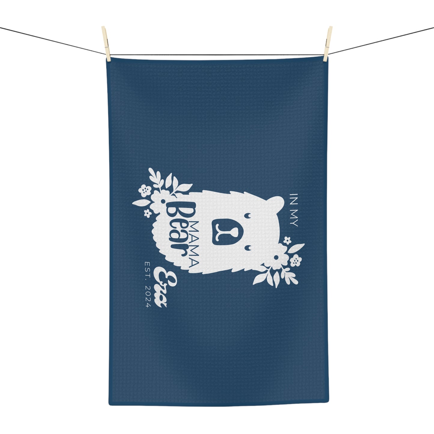 Personalized Mama Bear Kitchen Towel Blue, Custom Towel, Gift For Mom    - HolidayShoppingFinds