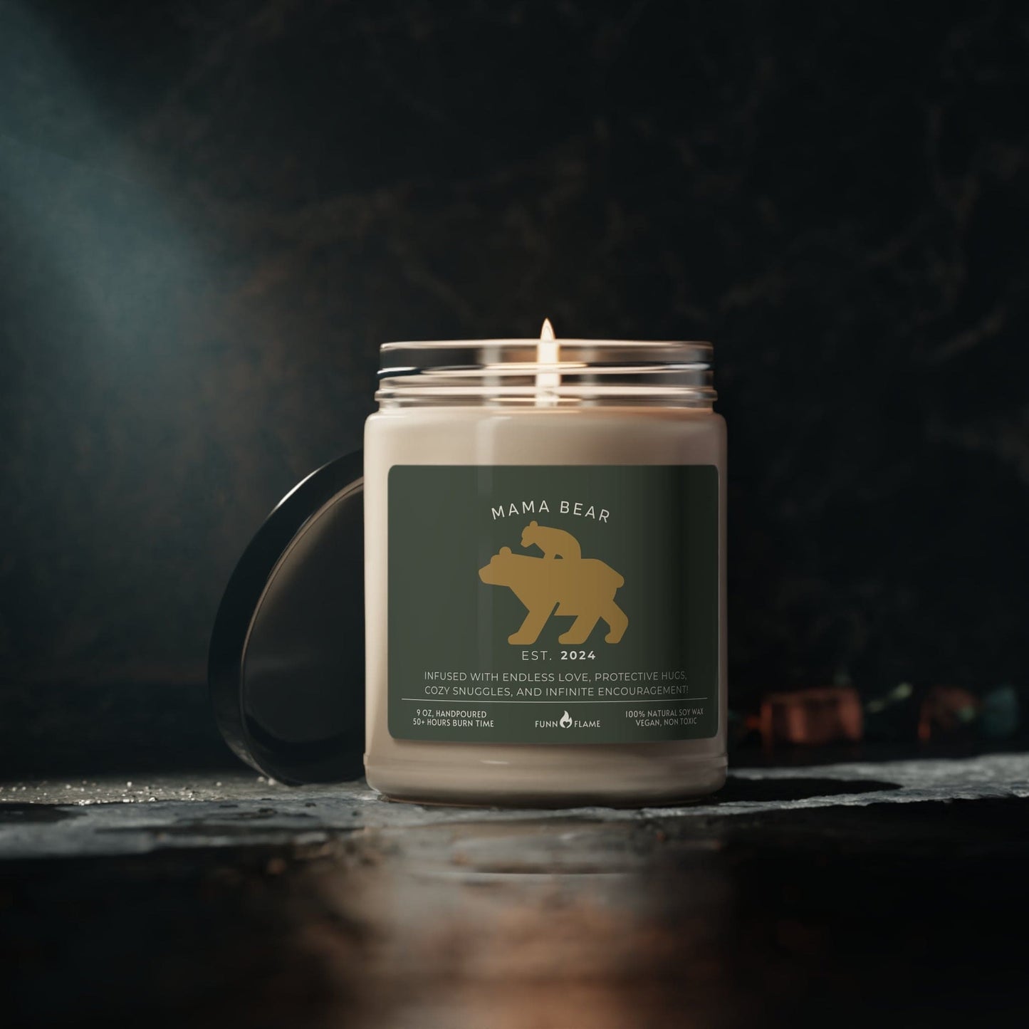 Mama Bear Candle, Personalized Gift For Mom, Scented Candle Green, 100% Vegan Soy Wax Candle Eco-Friendly Long-Lasting Candle    - HolidayShoppingFinds