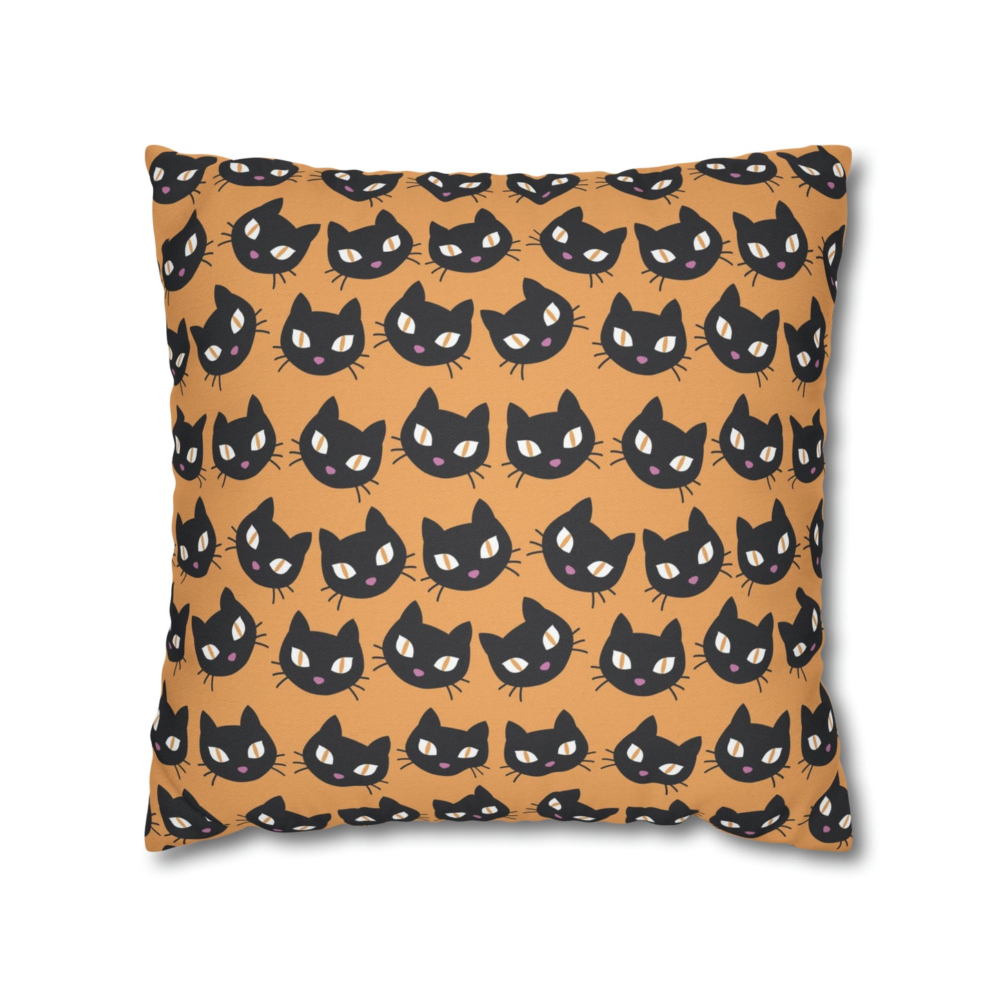 Cute Black Cats Halloween Pillowcase, Halloween Orange Throw Pillow Cover, Spooky Pillow, Square 2-Sided Pillow Case    - HolidayShoppingFinds