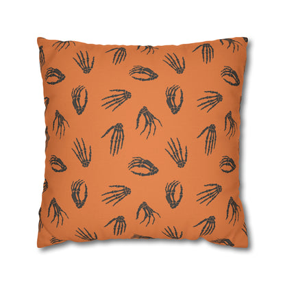 Skeleton Hands Pillowcase Halloween Orange Pillow Spooky Accent Pillow    - HolidayShoppingFinds