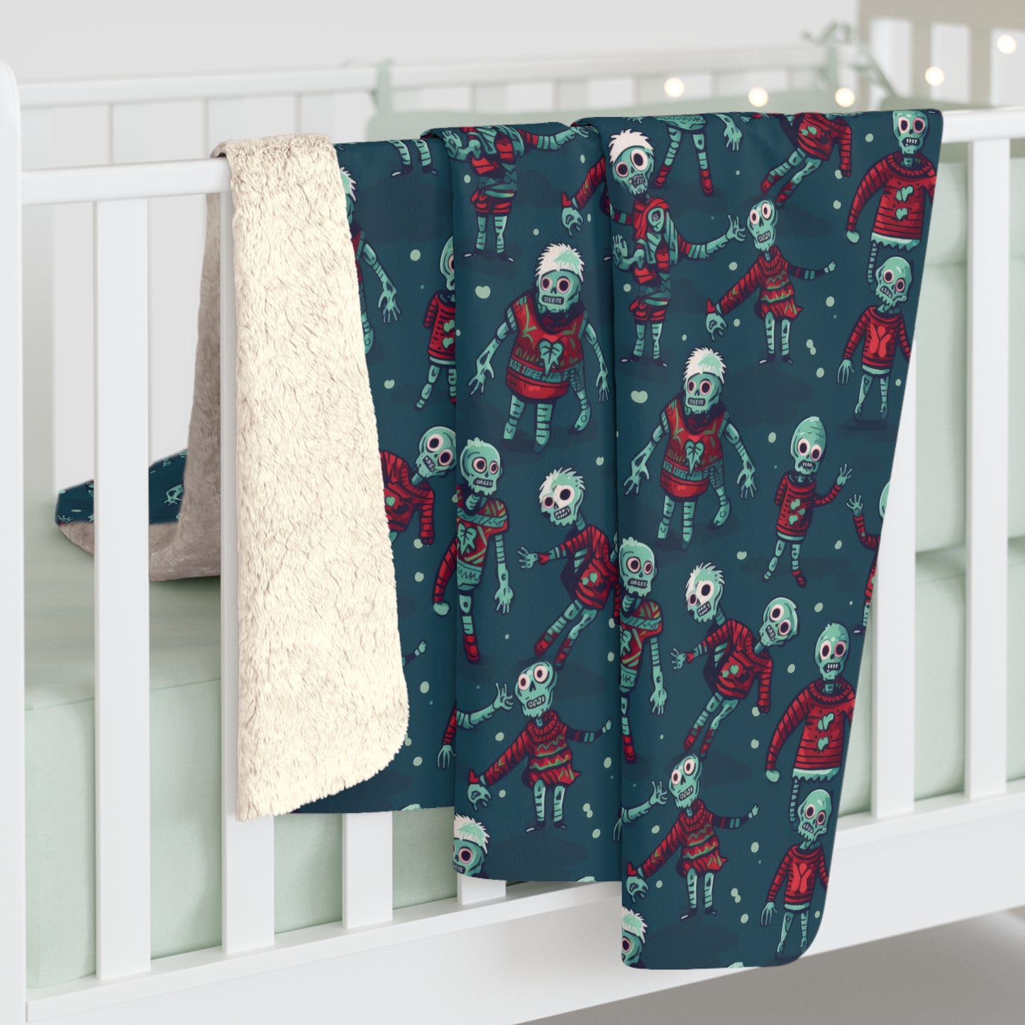 Festive Zombie Sherpa Blanket, Zombies Throw Blanket, Living Dead Undead Blanket    - HolidayShoppingFinds