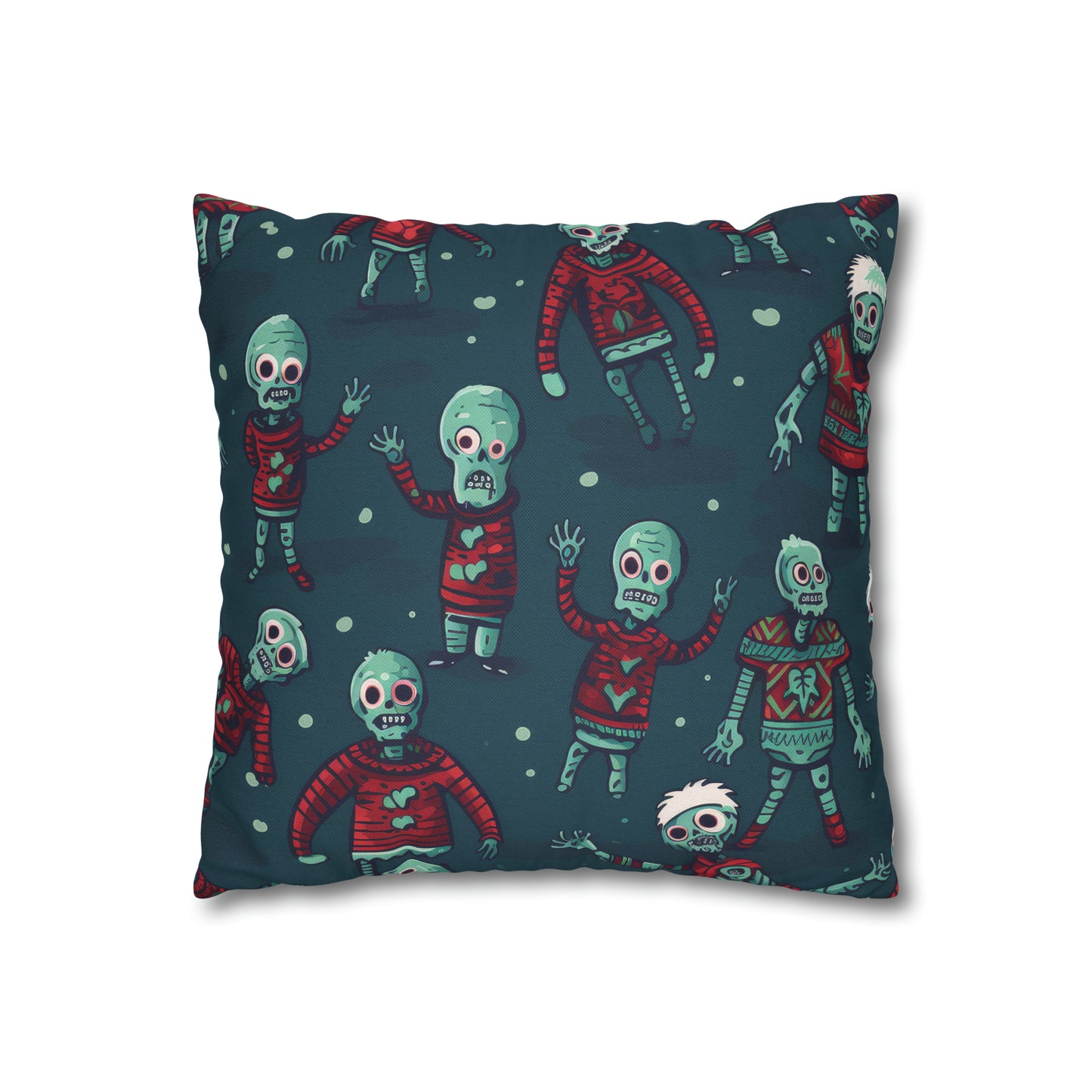 Zombie Decorative Pillowcase, Zombie Home Decor Pillow Cover Teal, Square 2-Sided Pillow    - HolidayShoppingFinds