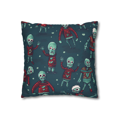 Zombie Decorative Pillowcase, Zombie Home Decor Pillow Cover Teal, Square 2-Sided Pillow    - HolidayShoppingFinds