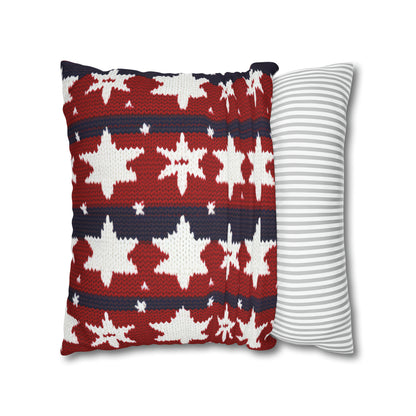 Patriotic Pillowcase American Flag Accent Square Pillow USA Red White & Blue Veterans 4th of July Memorial Day Home Decor    - HolidayShoppingFinds