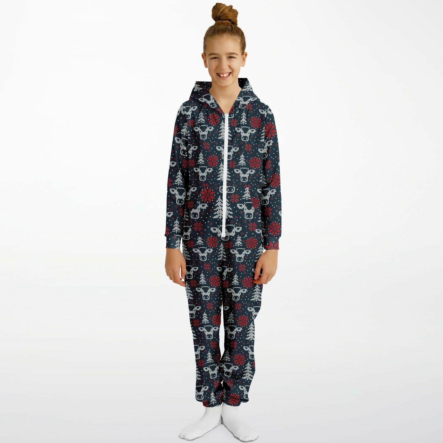 Blue Christmas Cows Teens Onesie: Boys & Girls Union Suit Athletic Jumpsuit    - HolidayShoppingFinds