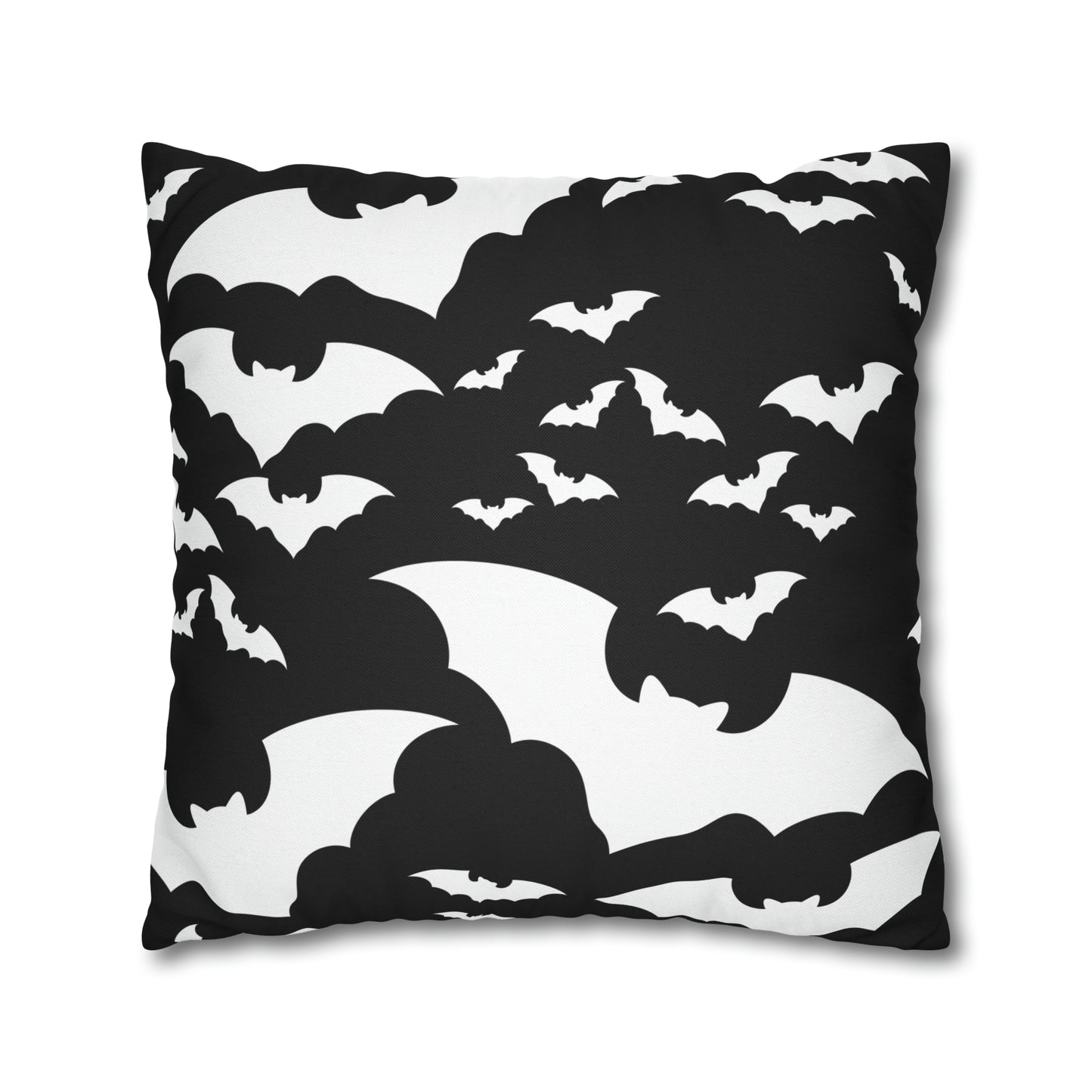 Spooky Bats Pillowcase, Halloween Black Pillow Cover, B&W Goth Pillow, Square 2-Sided Decorative Pillow    - HolidayShoppingFinds