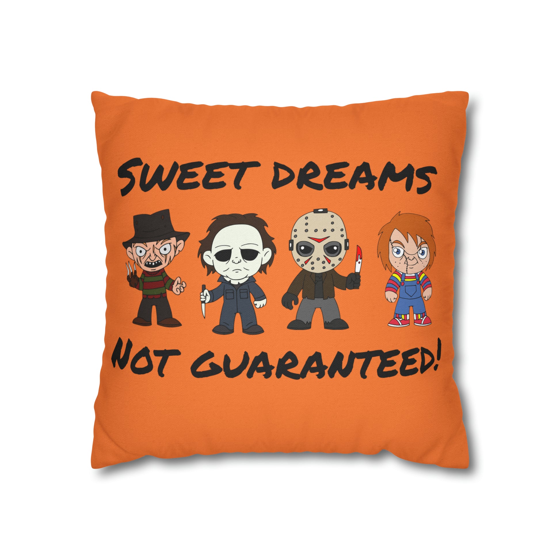 Halloween Horror Movie Characters Pillowcase, Halloween Killers Villains Orange Pillow, Horror Movie Fan Gift Pillow Cover    - HolidayShoppingFinds