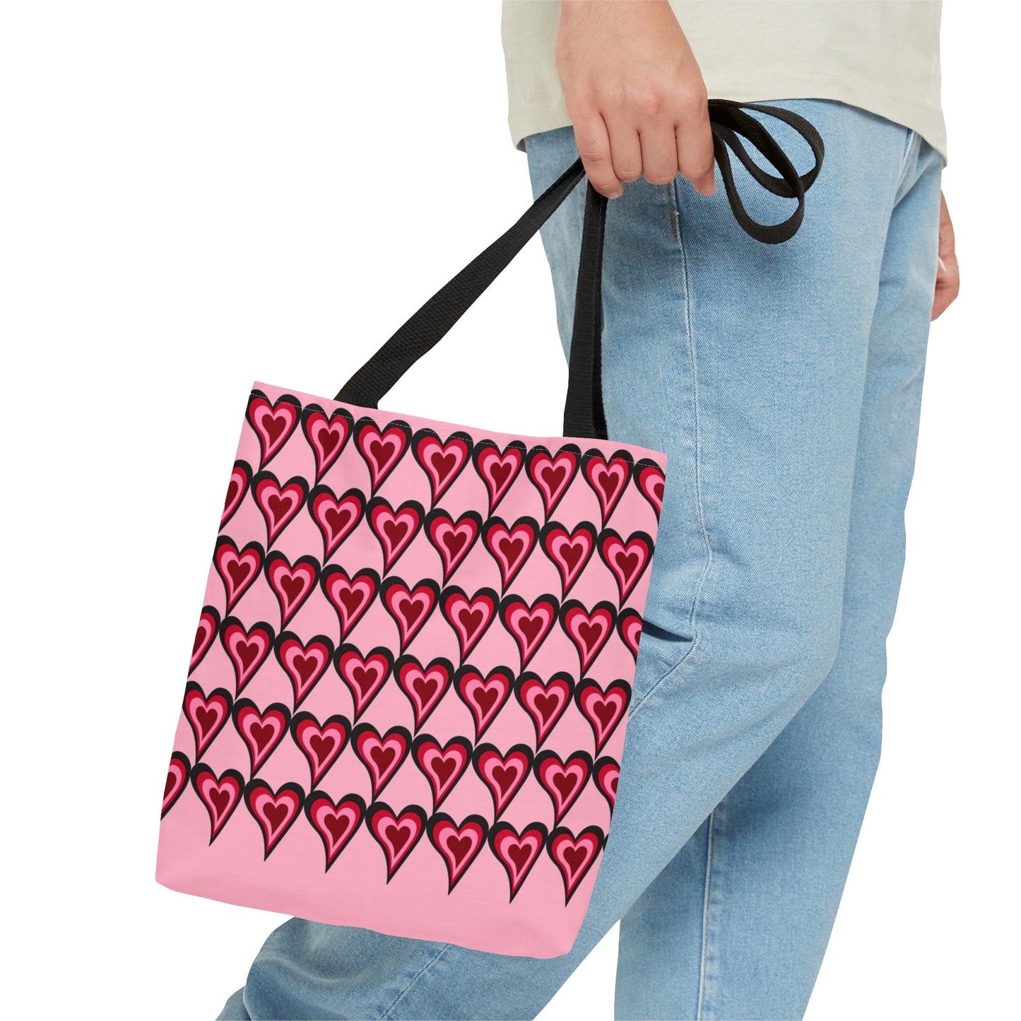 Big Red & Pink Hearts Pattern Pink Hand Tote Bag - Valentine's Gift    - HolidayShoppingFinds