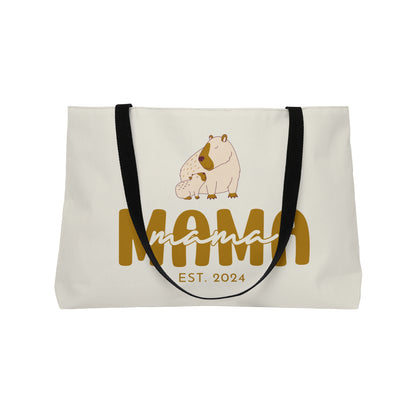 Personalized Mama Capybara Weekender Tote Beige, Gift For Mom    - HolidayShoppingFinds