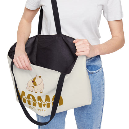 Personalized Mama Capybara Weekender Tote Beige, Gift For Mom    - HolidayShoppingFinds