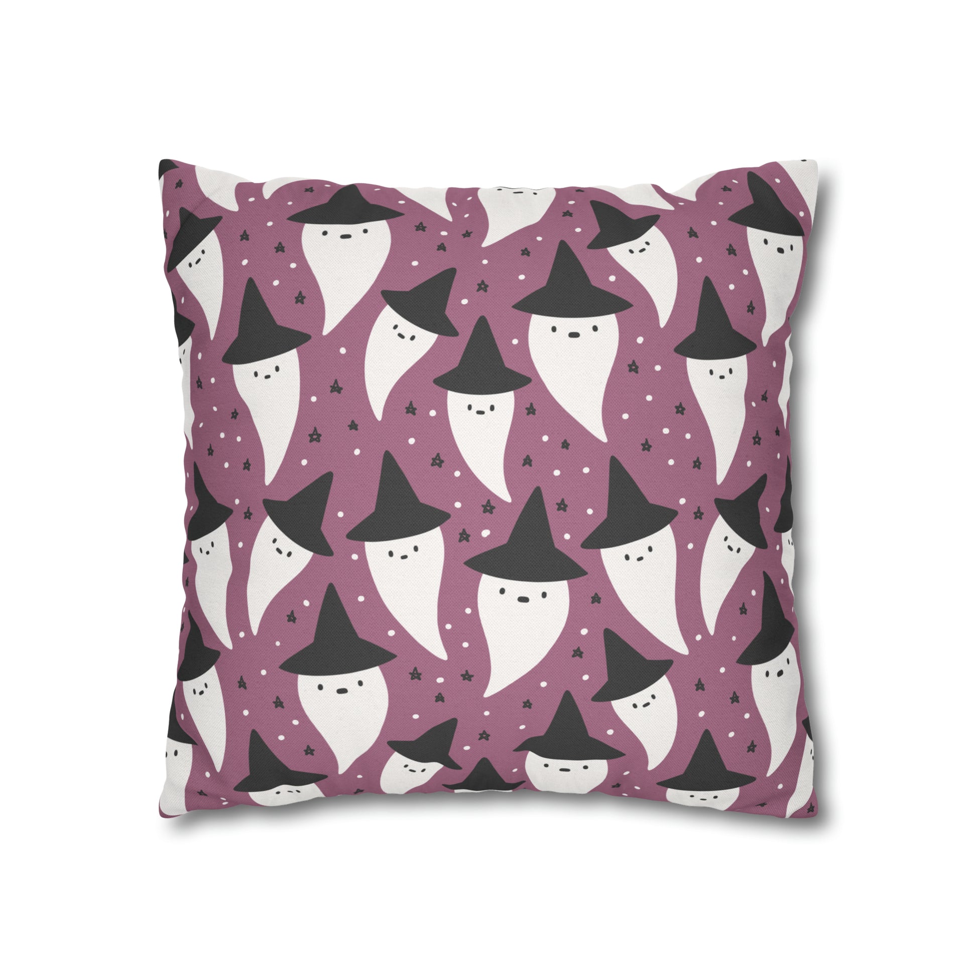 Whimsical Pillowcase, Spooky Ghosts Halloween Purple Pillow Cover, Square Accent Pillow Case    - HolidayShoppingFinds