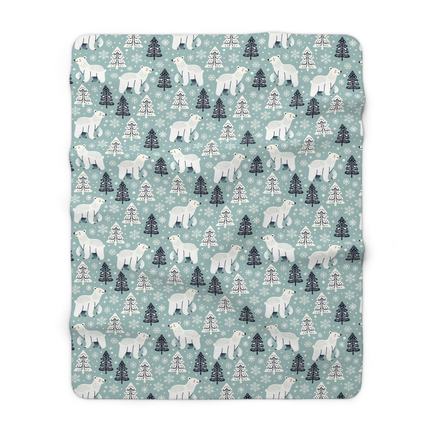 Polar Bears Winter Sherpa Fleece Blanket, Teal Bear Blanket, Christmas Blanket    - HolidayShoppingFinds