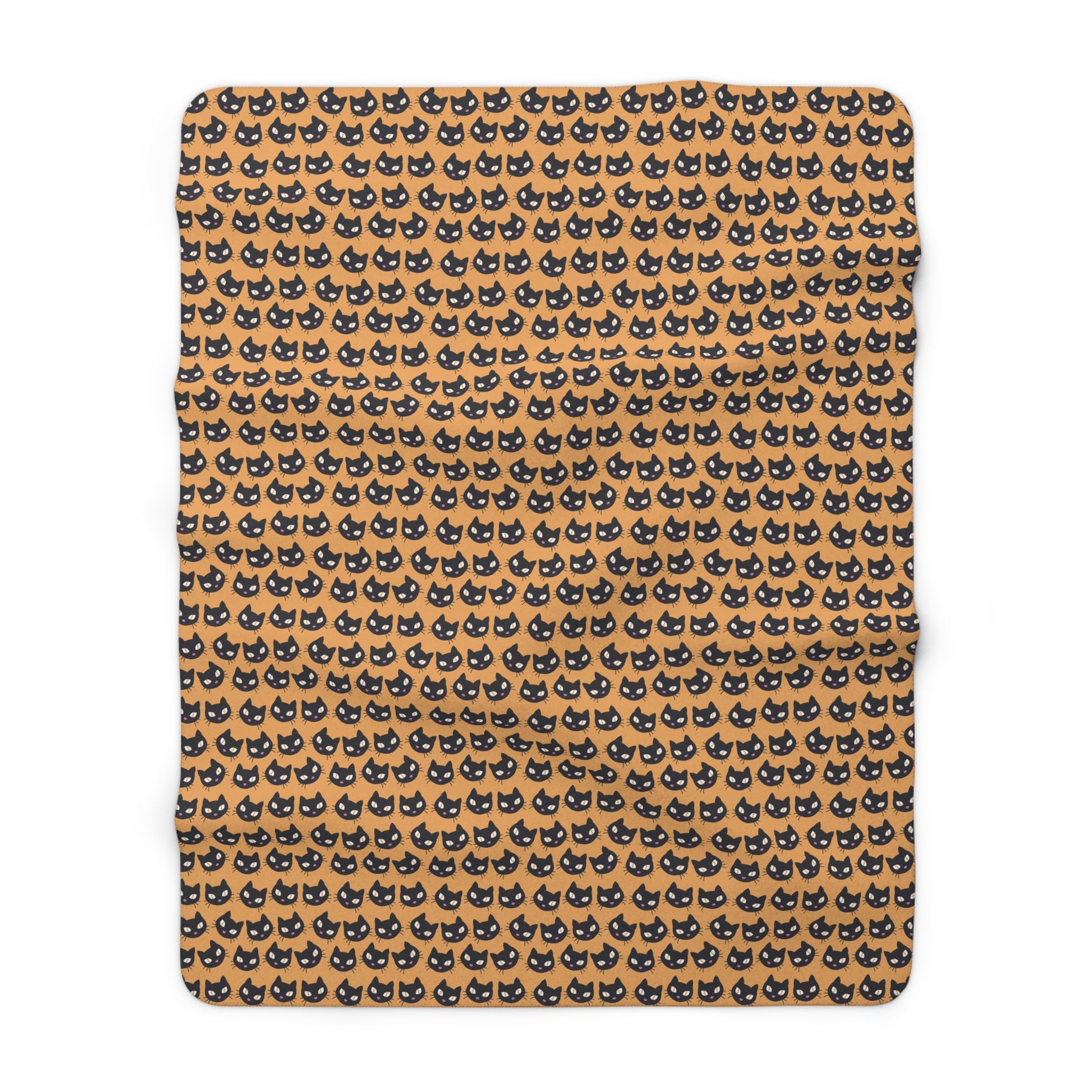 Black Cat Sherpa Blanket, Halloween Cat Lover Orange Throw Blanket, Cute Cats Sofa Blanket    - HolidayShoppingFinds